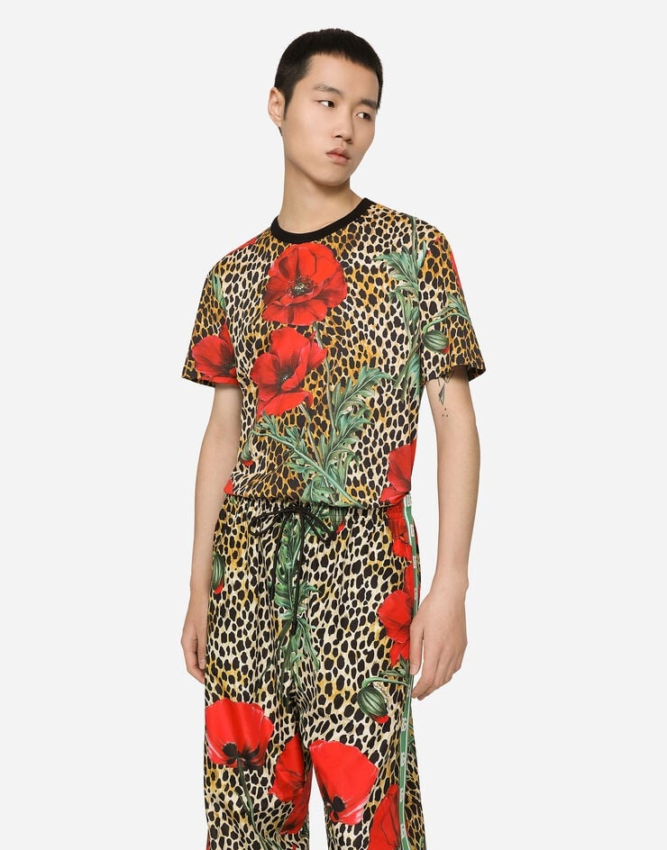 Dolce & Gabbana Cotton T-shirt with poppy print | REVERSIBLE