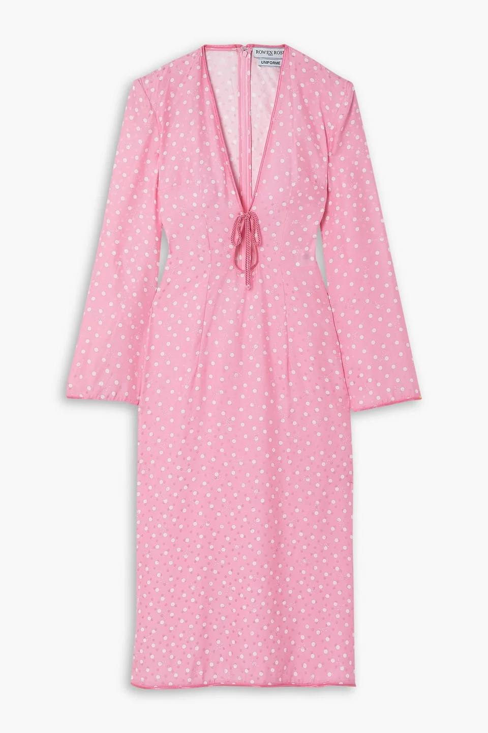 Tie-detailed printed silk midi dress - 1