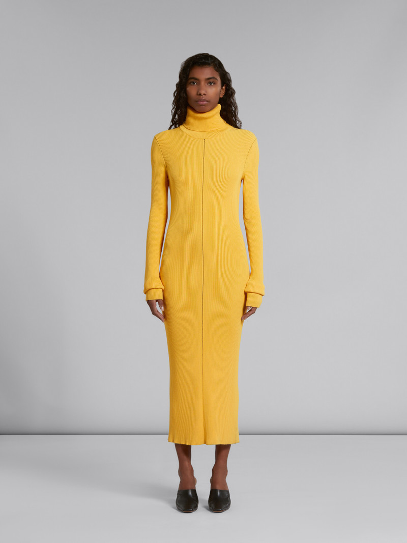 Marni YELLOW RIBBED DRESS WITH TURTLE NECK outlook