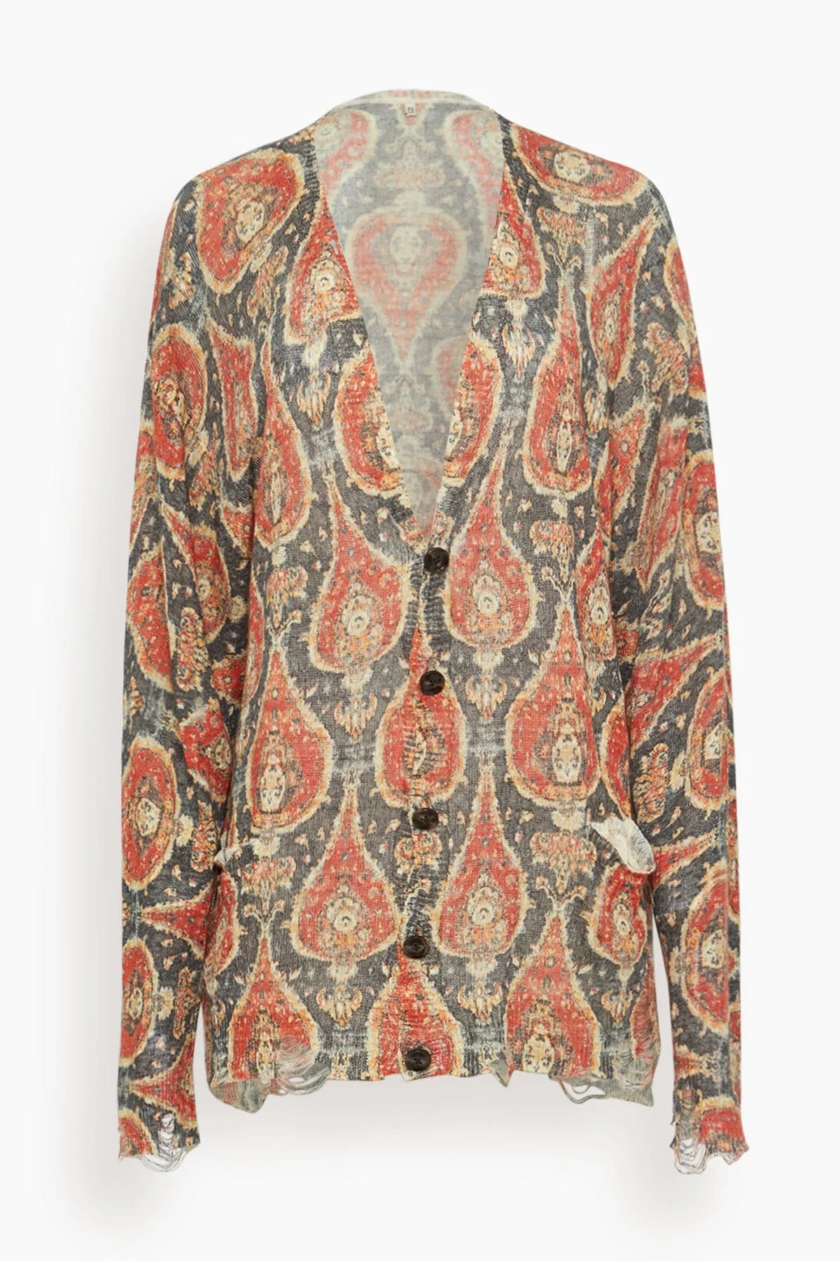 Printed Boyfriend Cardigan in Black/Red Multicolor - 1