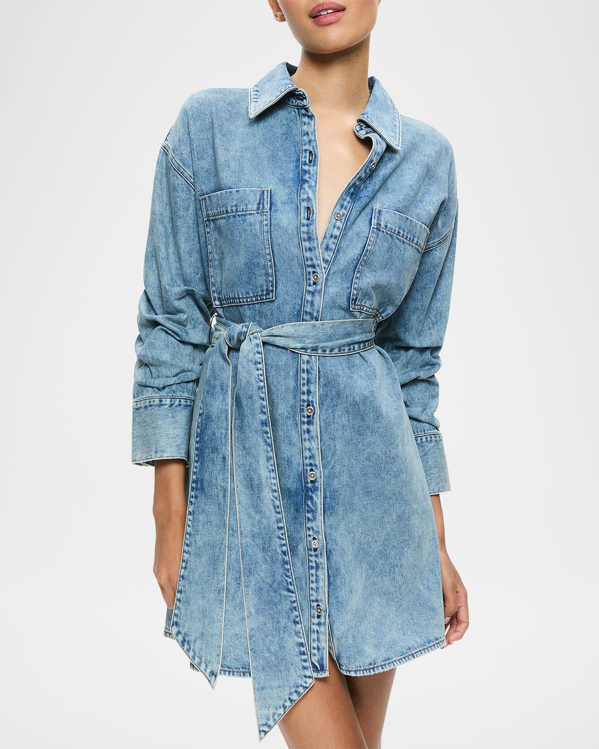 Brigita Belted Denim Mini Dress - 3