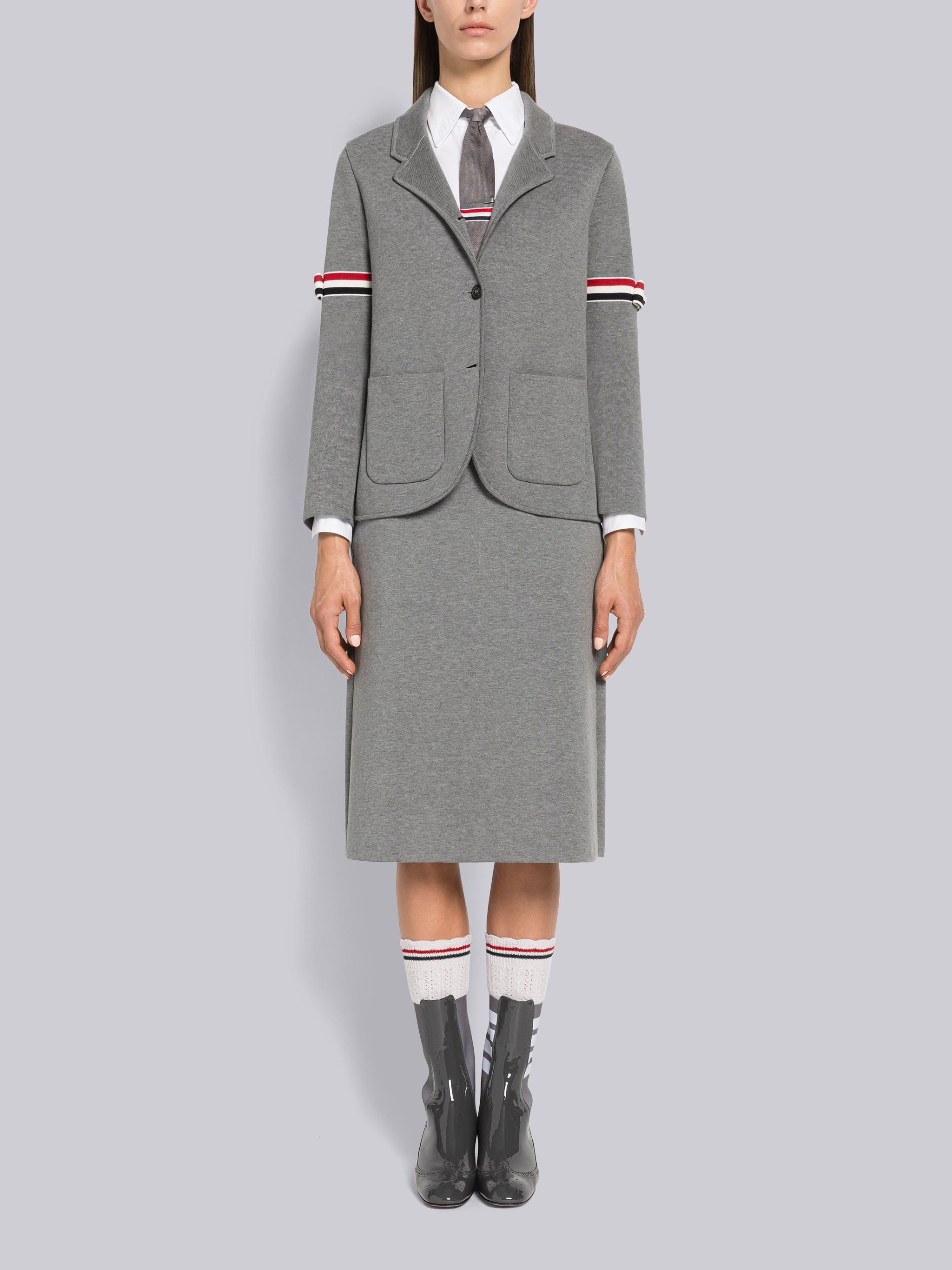 Double Face Cotton A-Line Skirt With Bow - 4