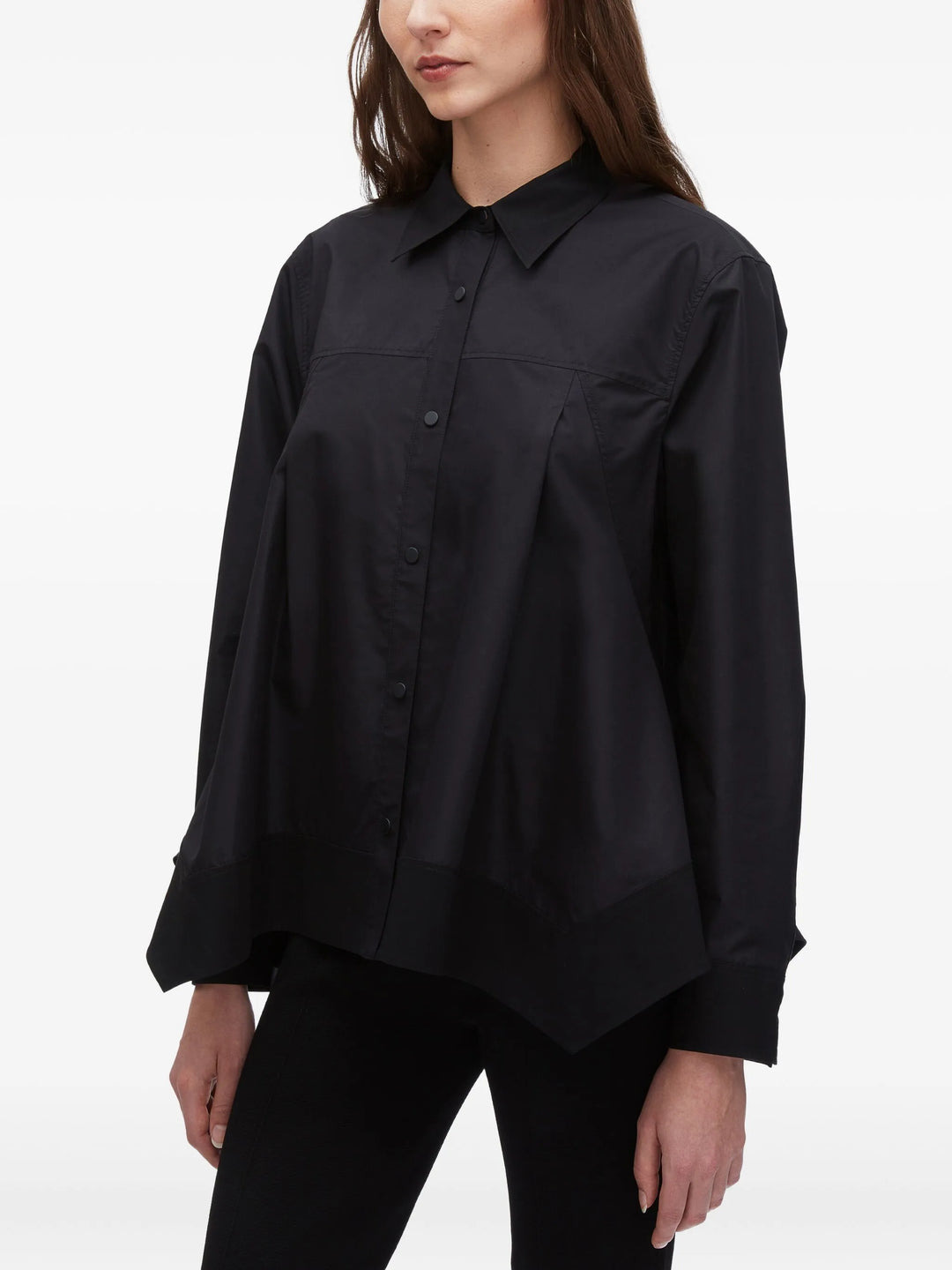 Flounce Hem Long Sleeve Shirt - 4