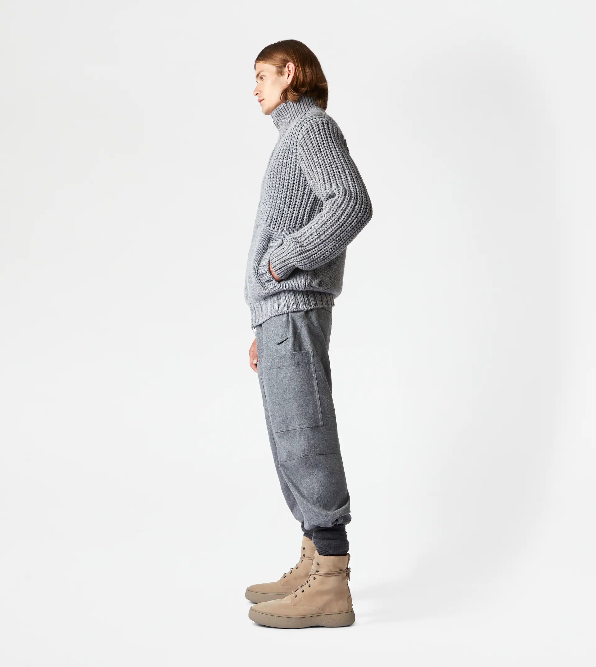 TOD'S ZIPPED CARDIGAN - GREY - 4