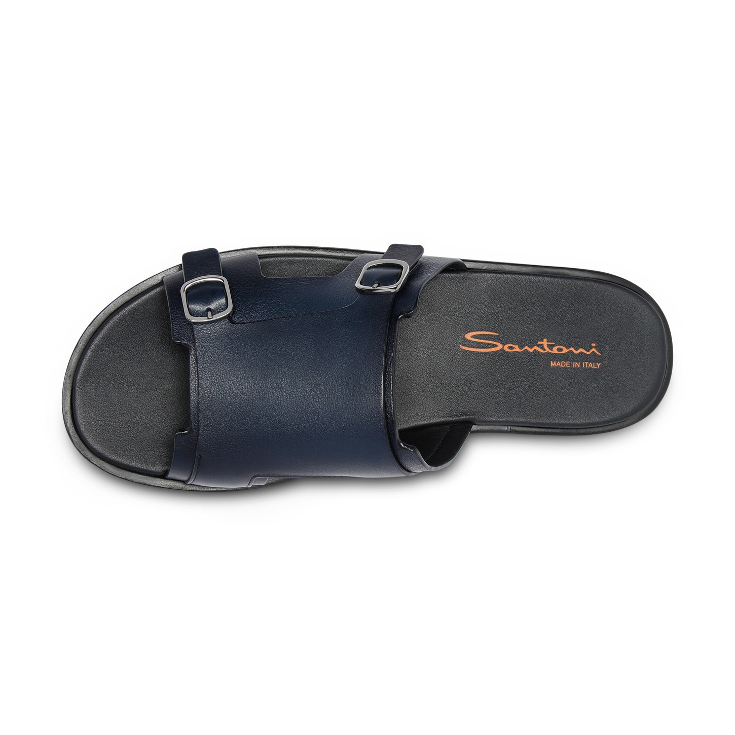 Men's blue leather double-buckle sandal - 5
