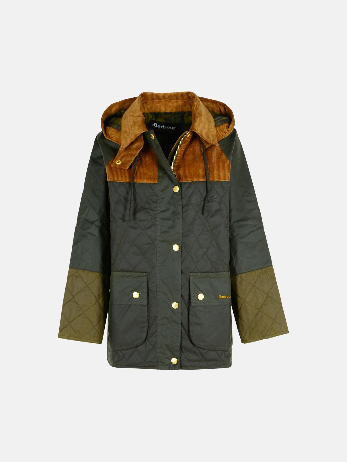 'IMELDA' DARK GREEN WAXED COTTON PARKA - 1