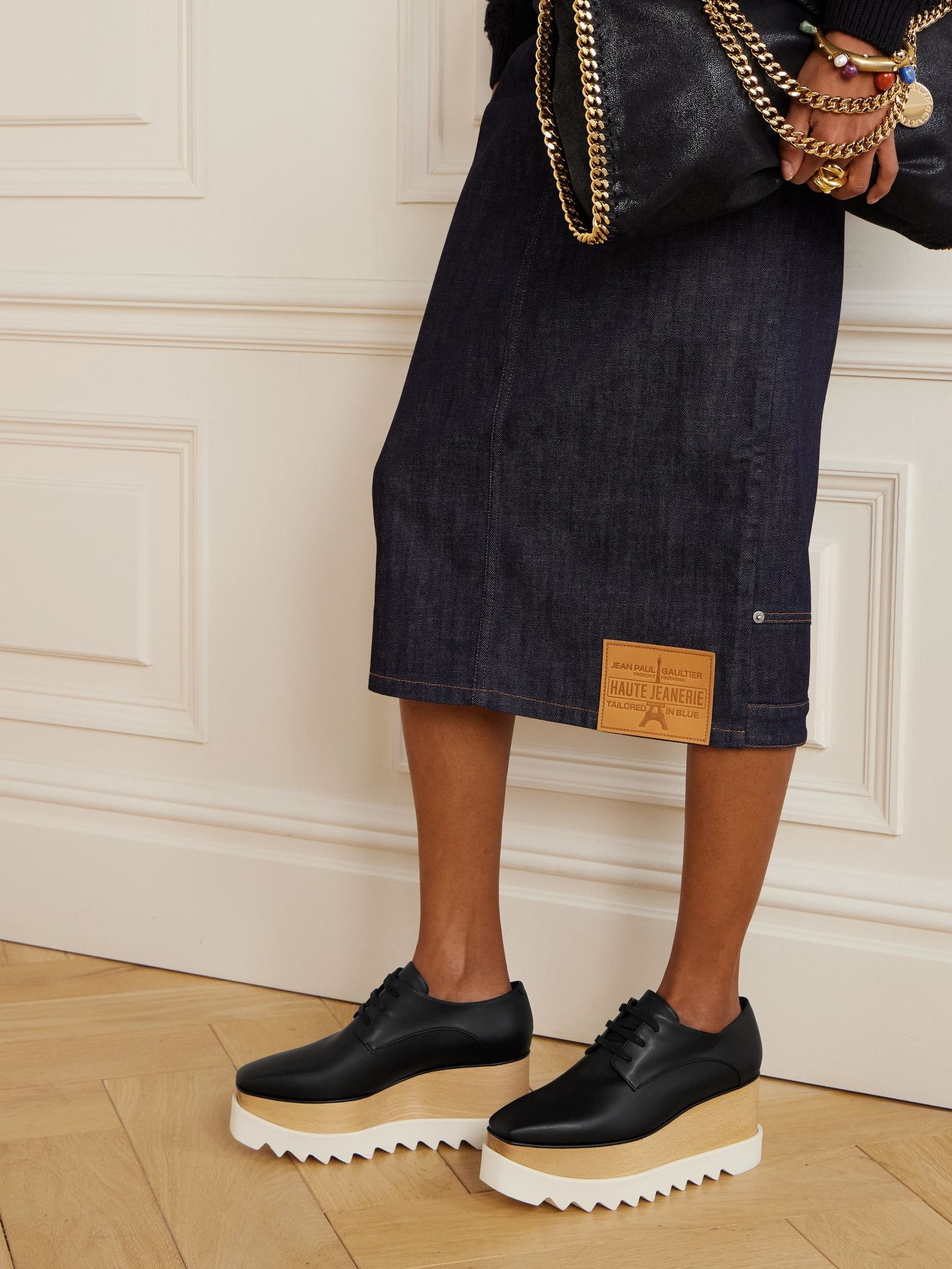 Elyse faux glossed-leather platform brogues Black - 2