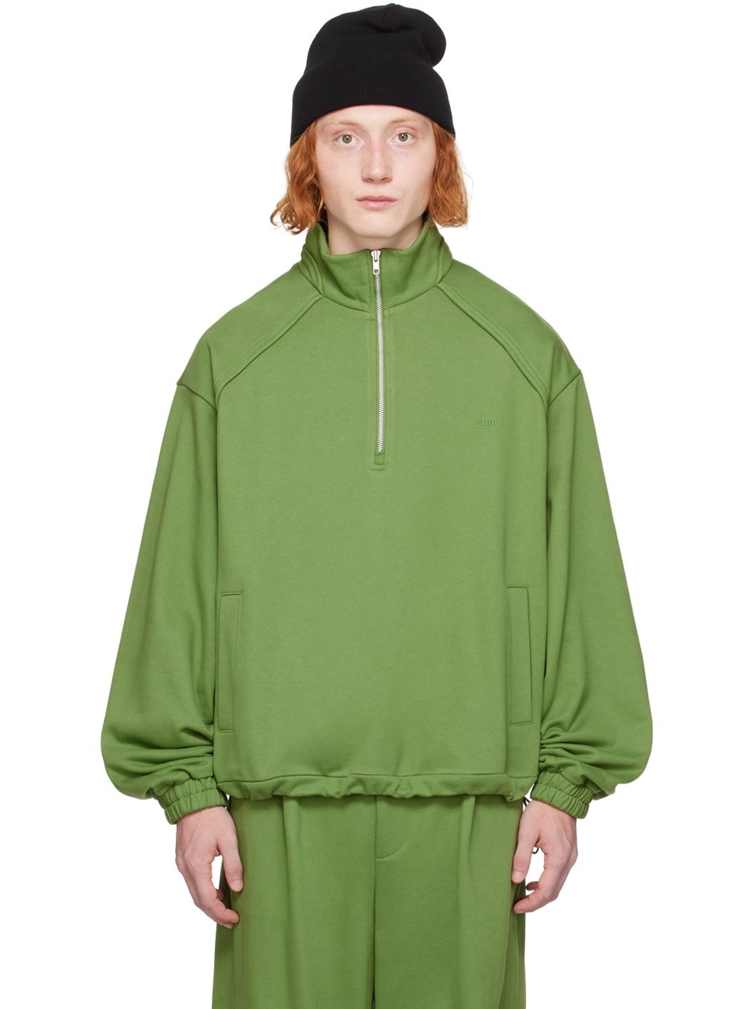 Green Quarter-Zip Sweater - 1