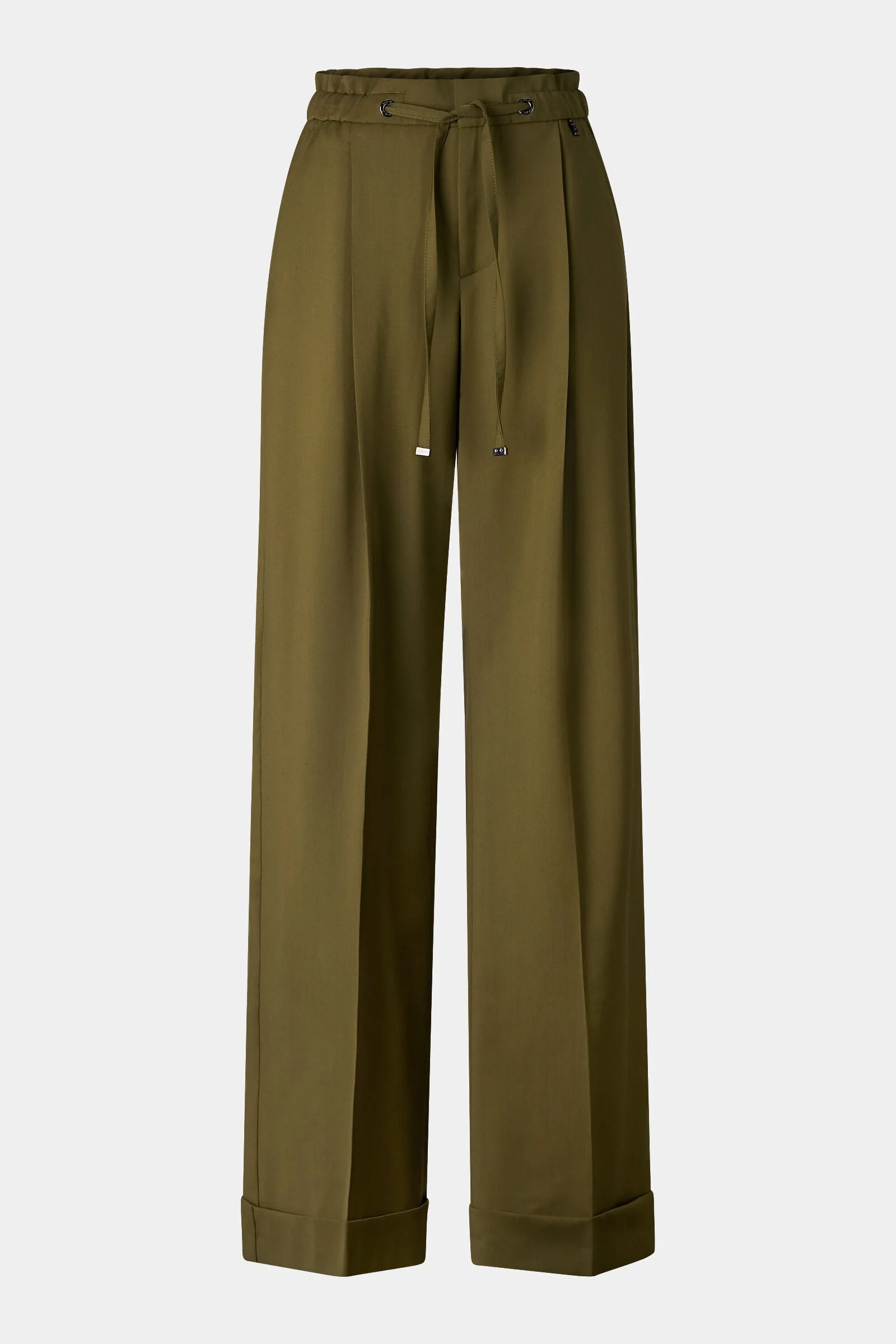 Elfy Virgin Wool Pleated Pants in Olive - 1