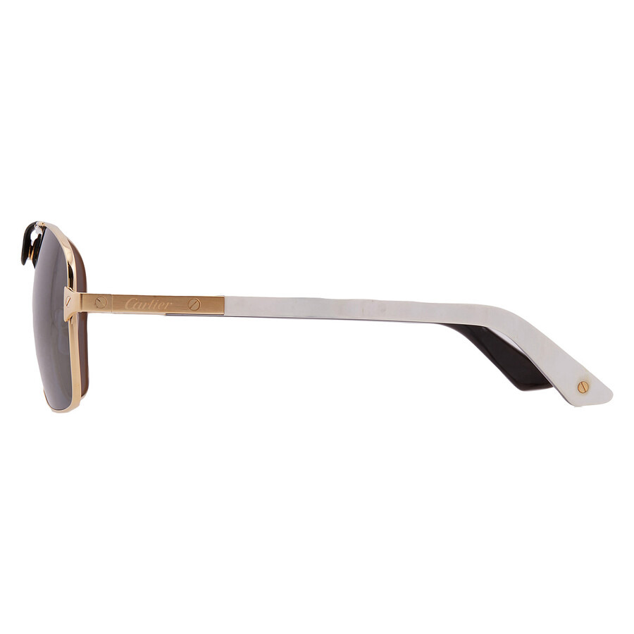 Cartier Santos de Cartier Polarized Grey Gold Mirror Flash Navigator Men's Sunglasses CT0389S 003 61 - 4