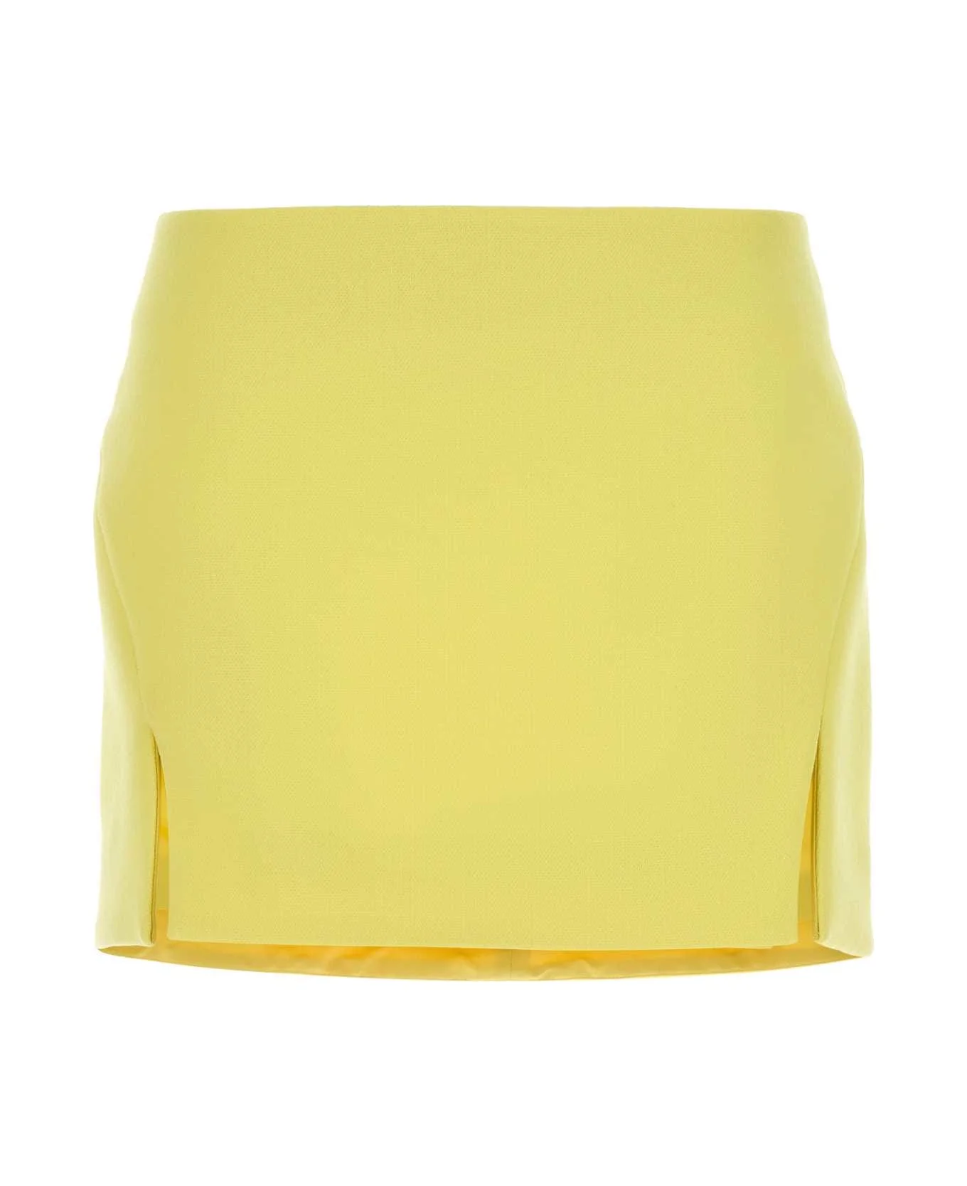Yellow Stretch Crepe Mini Skirt - 1