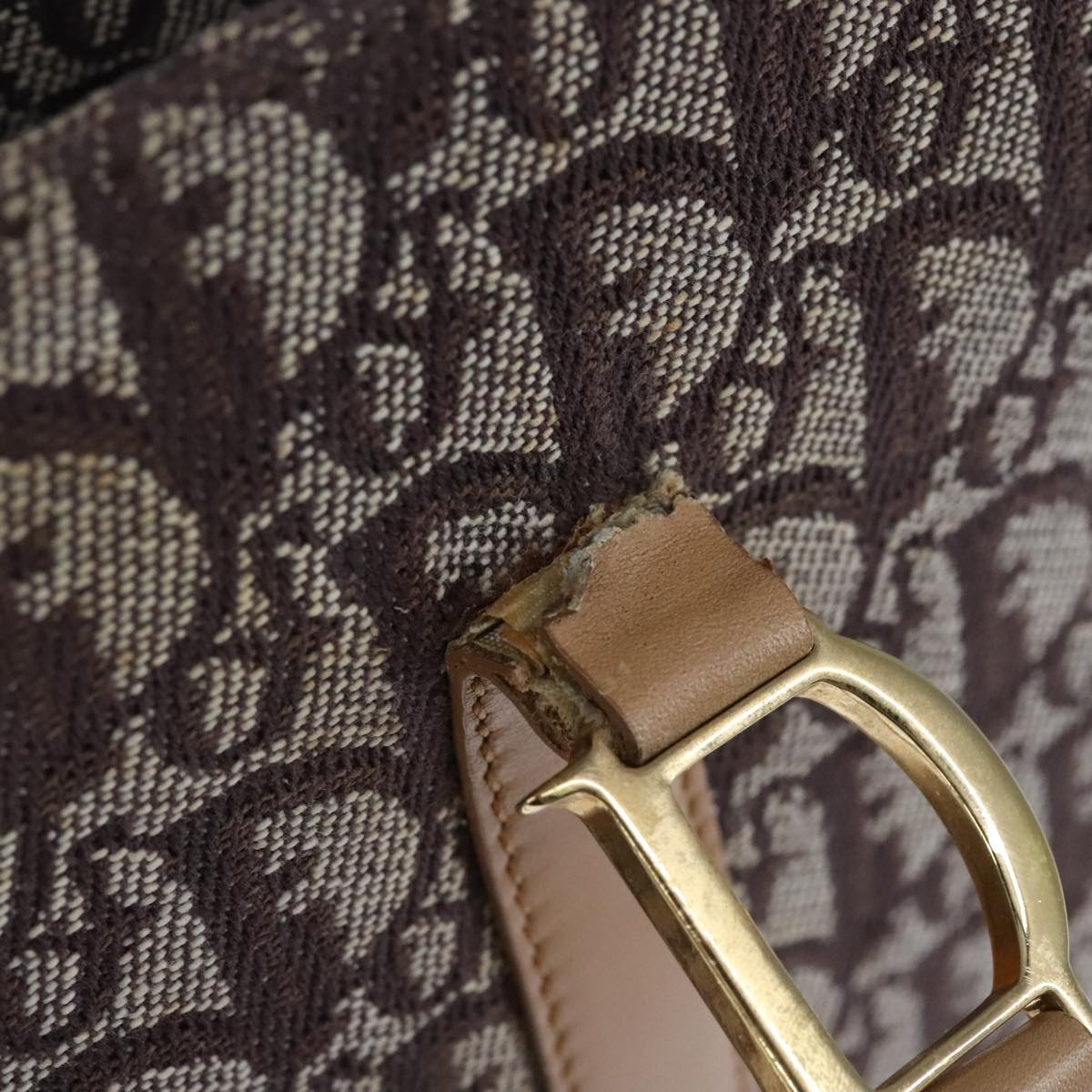 DIOR Trotter Canvas Hand Bag Brown Gold - 14