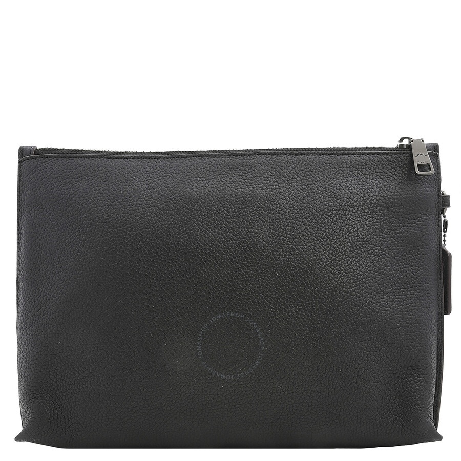 Coach Men's Black Pebbled Leather Academy Pouch - 4