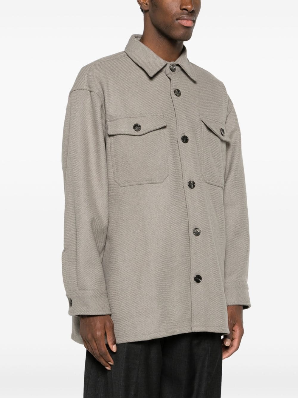spread-collar wool-blend shirt jacket - 4