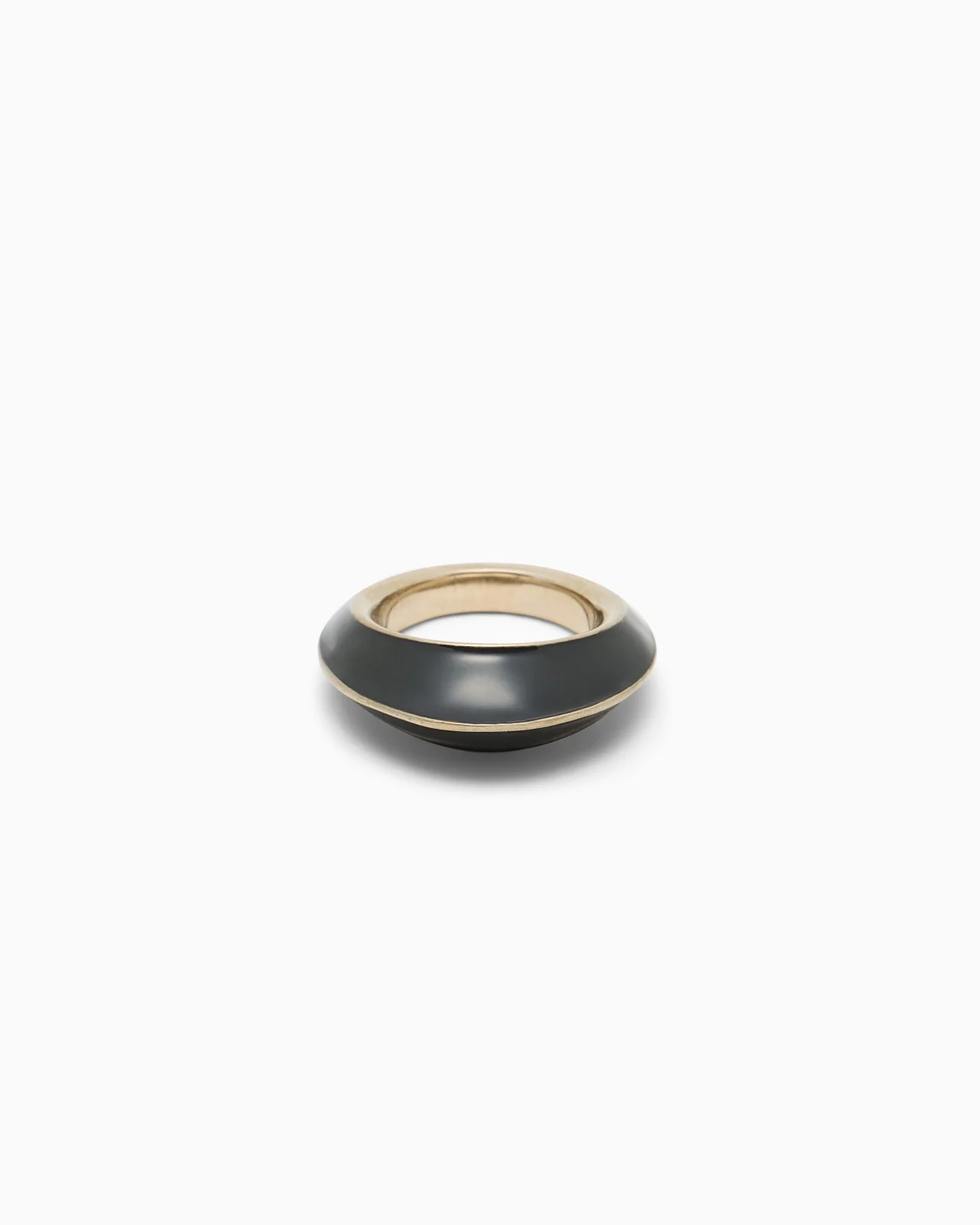 POLISHED METAL RING WITH ENAMELED CIRCULAR DISC - 1