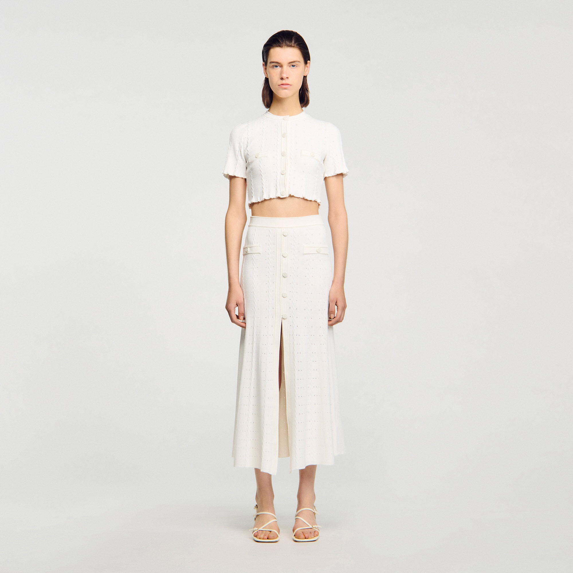 POINTELLE KNIT MIDI SKIRT - 2