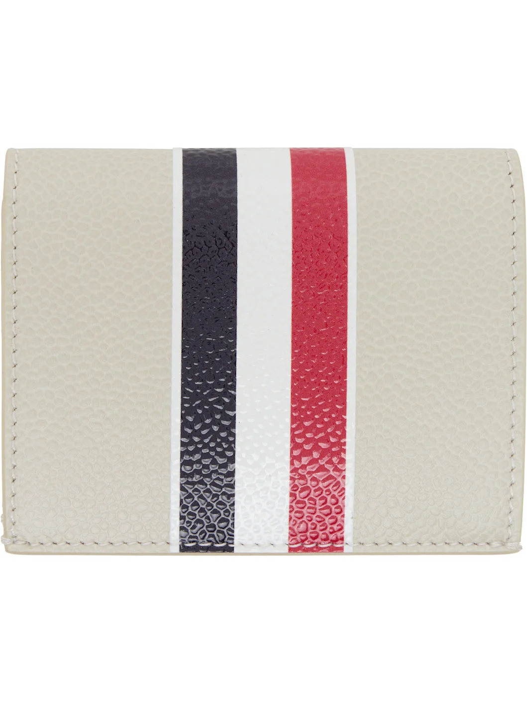 Off-White Pebble Grain RWB Stripe Double Card Holder - 1