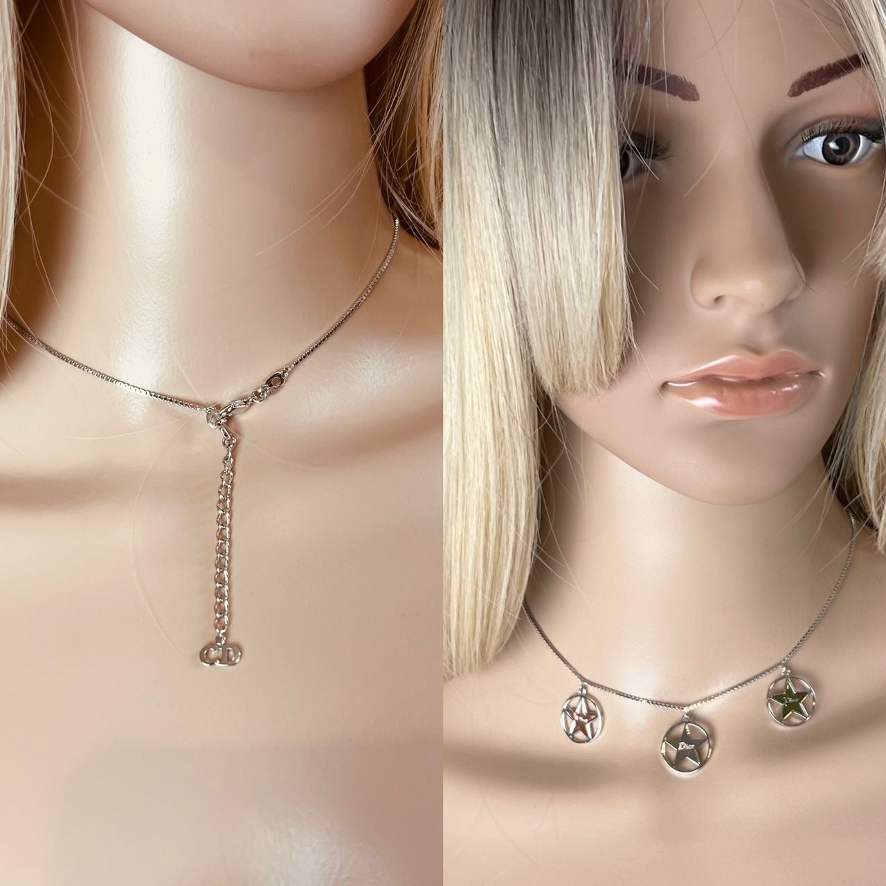 Christian Dior Multi Star Adjustable Silver Finish Necklace - 6