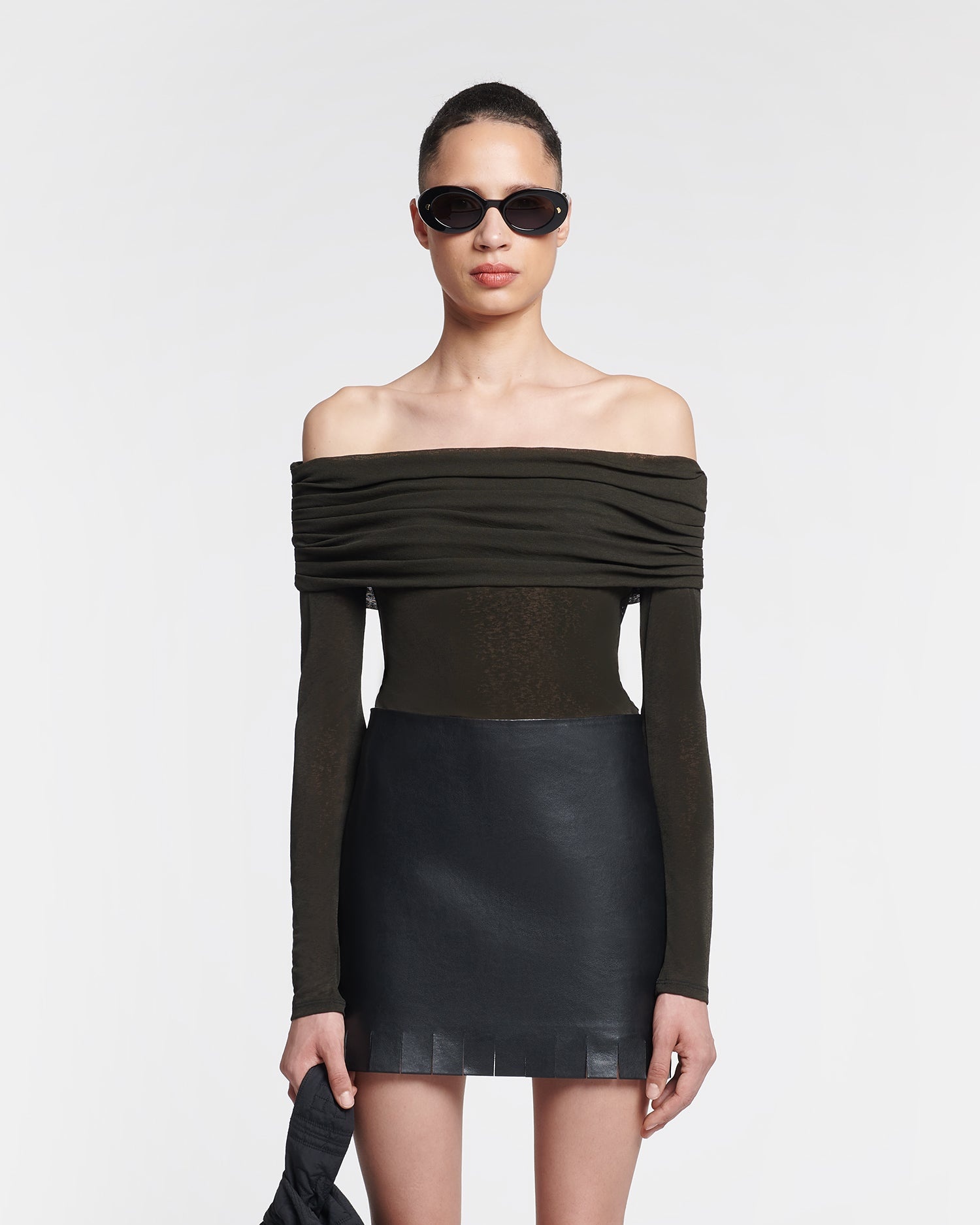 Off-The-Shoulder Mesh-Jersey Top - 2