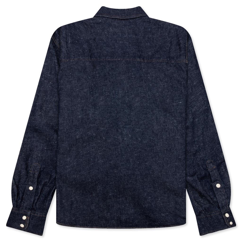 BOXY WESTERN DENIM L/S SHIRT - DARK DENIM - 2