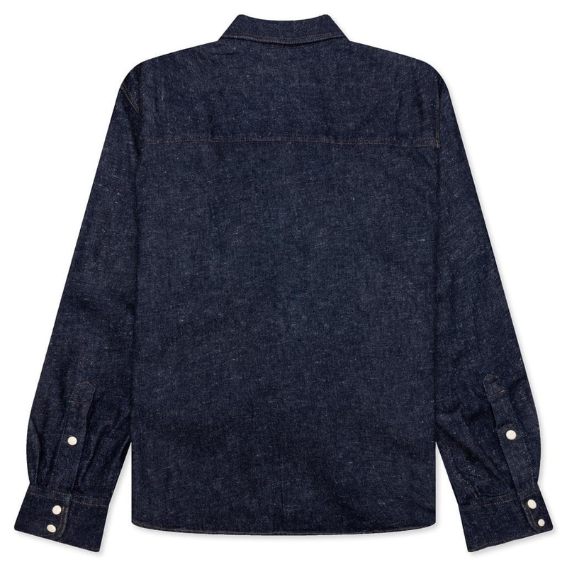 Stüssy BOXY WESTERN DENIM L/S SHIRT - DARK DENIM outlook