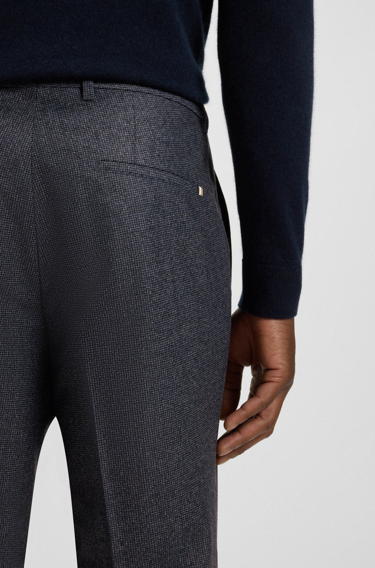 SLIM-FIT PANTS IN MICRO-PATTERNED VIRGIN WOOL - 5
