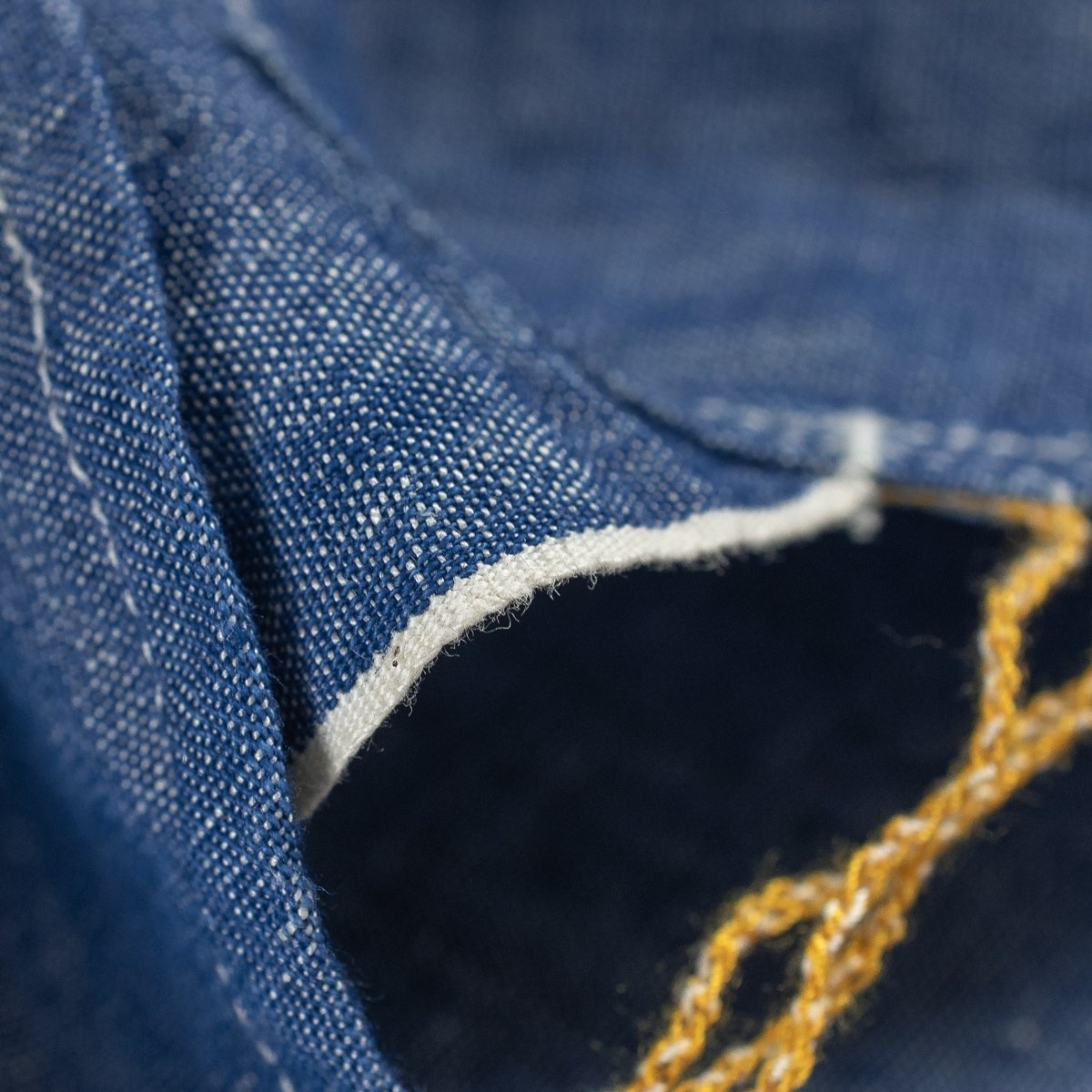 IHSH-222-IND 5oz Selvedge Cotton Linen Chambray Work Shirt - Indigo - 9
