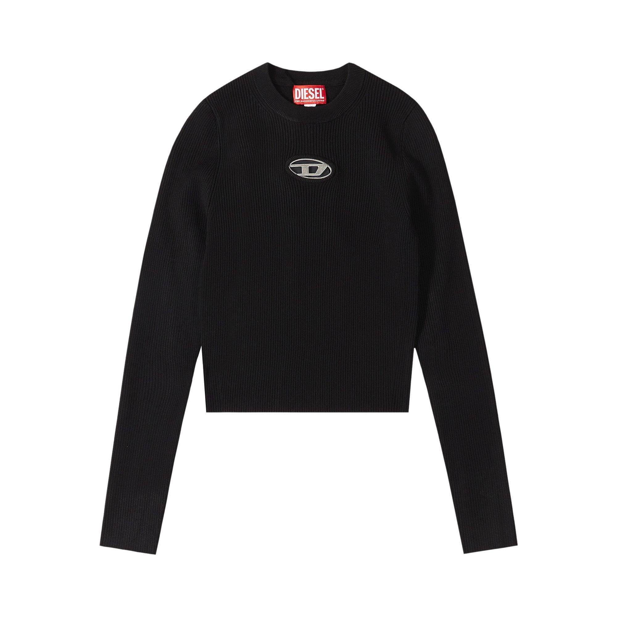 Diesel M-Valary Cropped Ribbed Roundneck Sweater 'Black' - 1