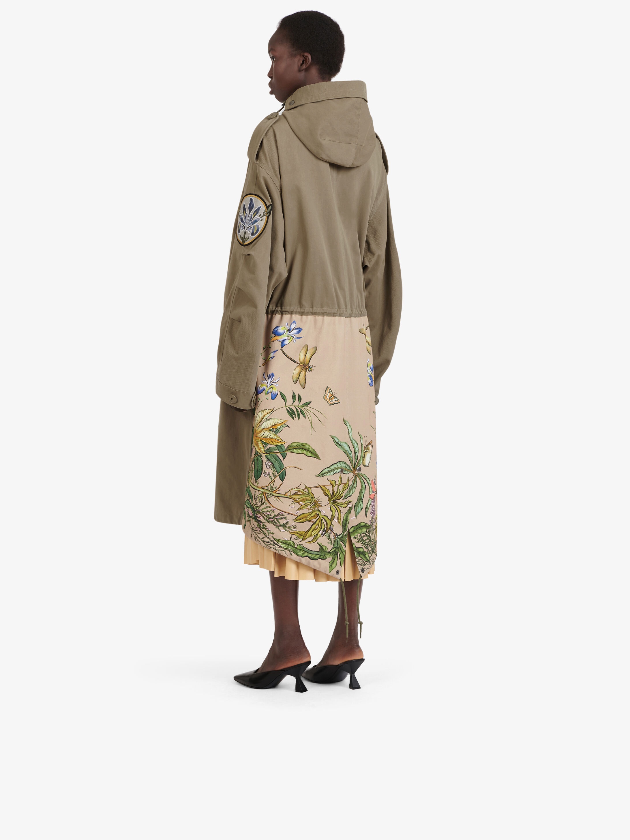 Oversized printed parka with floral patchs - 2