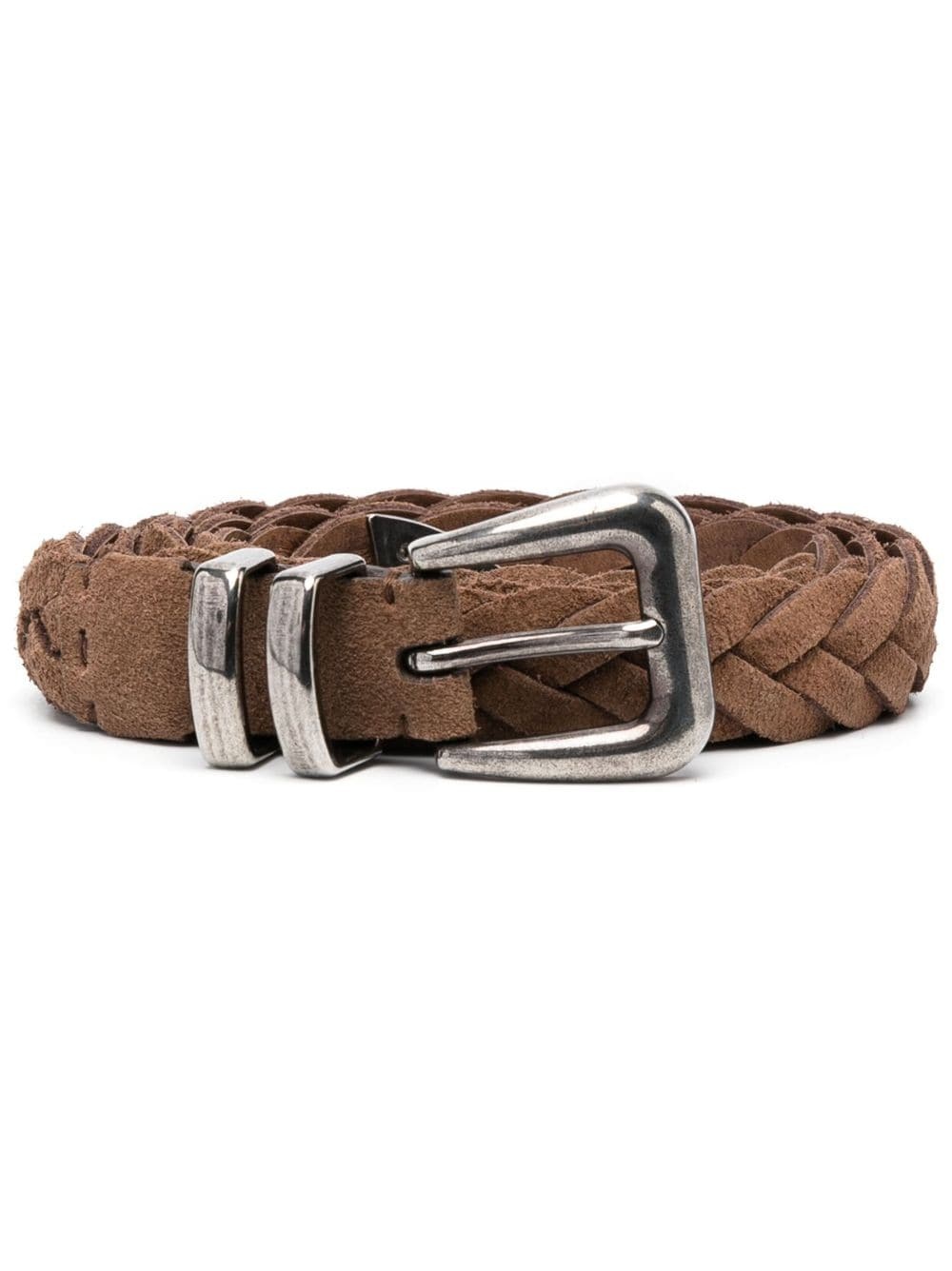 braided leather belt - 1