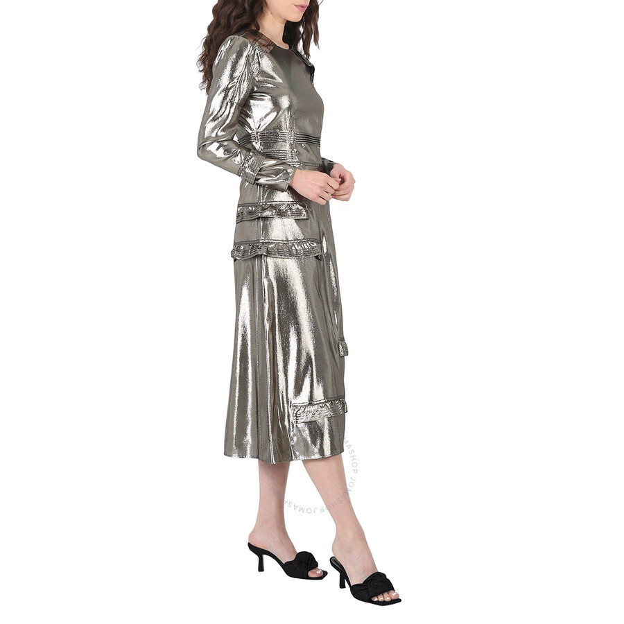 Burberry Silver Long Sleeve Dress With Stitch Detail - 6
