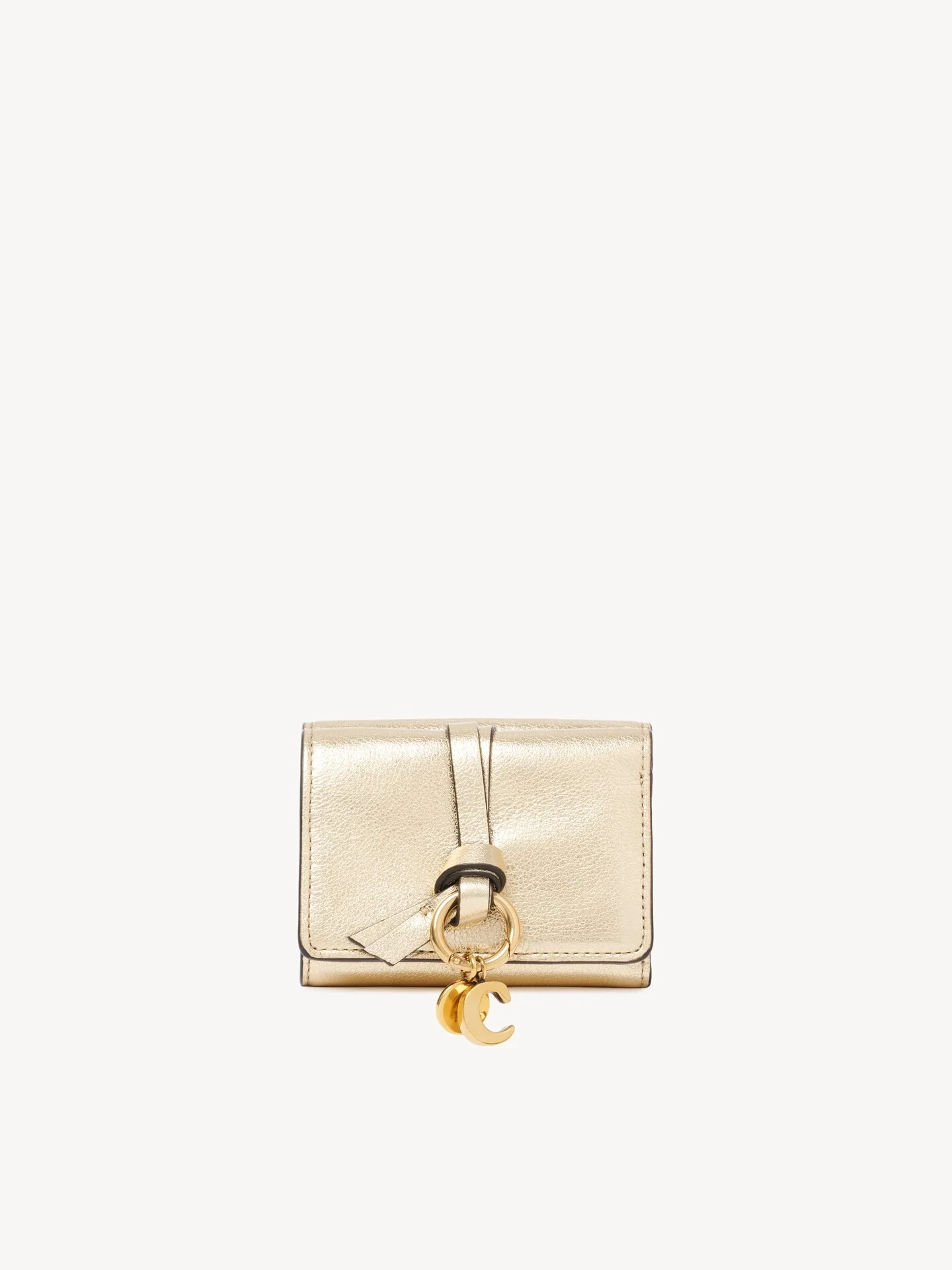 MINI ALPHABET TRI-FOLD IN METALLIZED LEATHER - 1