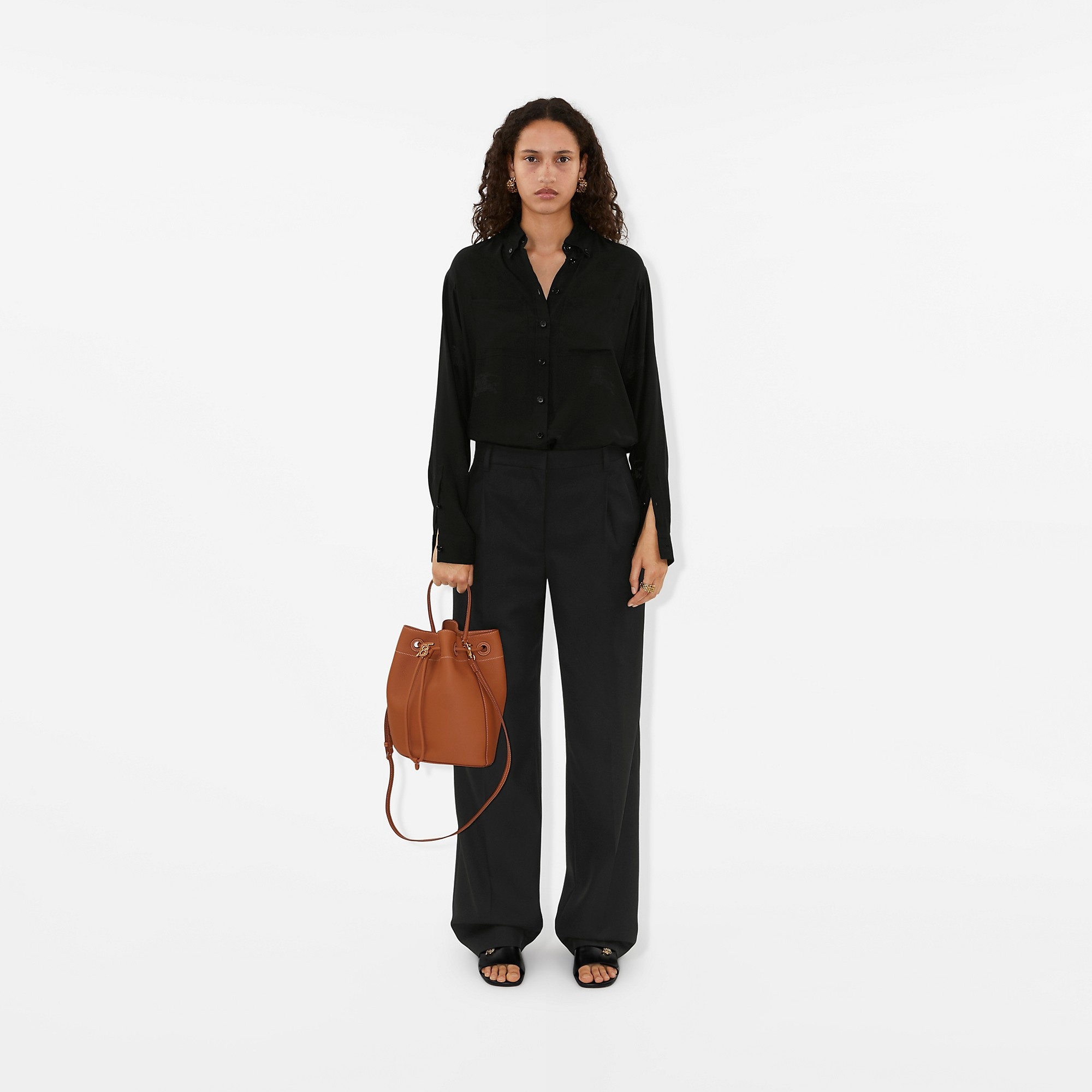 Small Grainy Leather TB Bucket Bag - 2