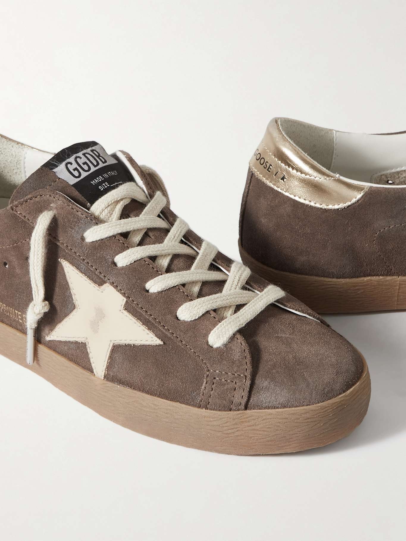 Super-Star distressed leather-trimmed suede sneakers - 4