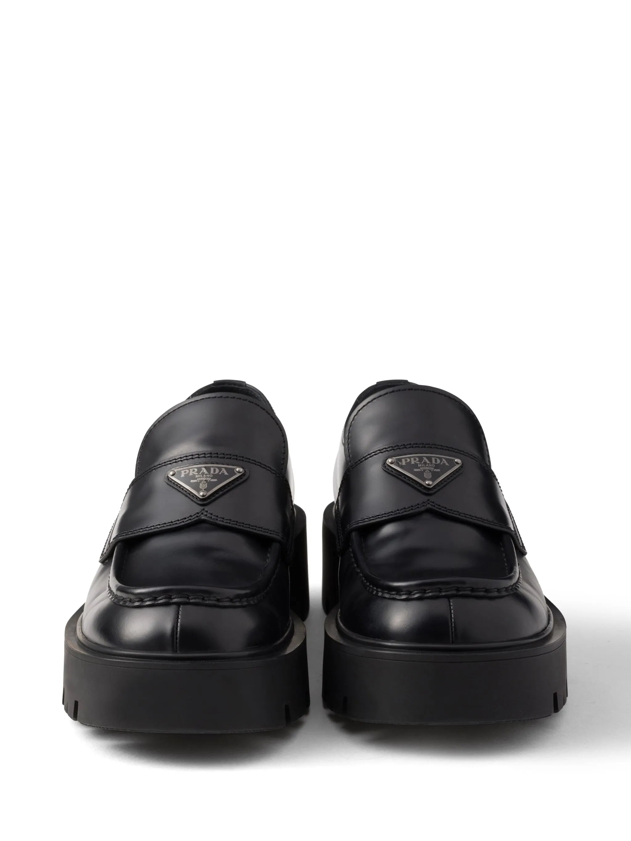 brushed leather loafers - 4