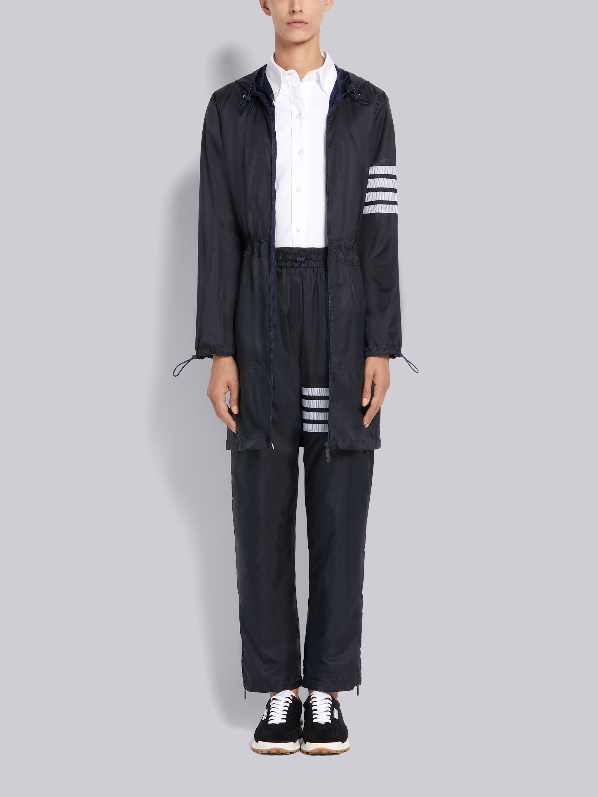Navy Sheer Ripstop Straight Leg 4-Bar Track Pants - 4
