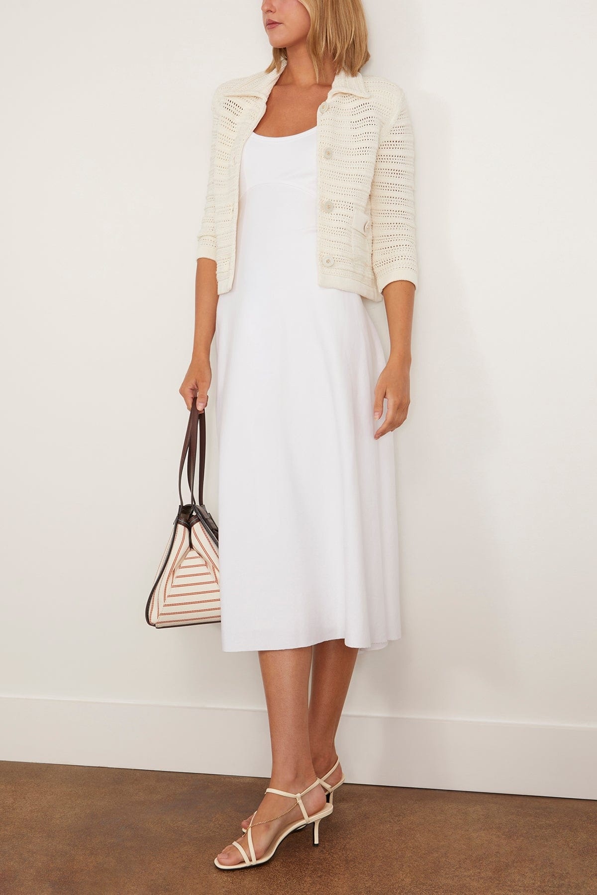 Precise Pointelle Jacket in Cream White - 2