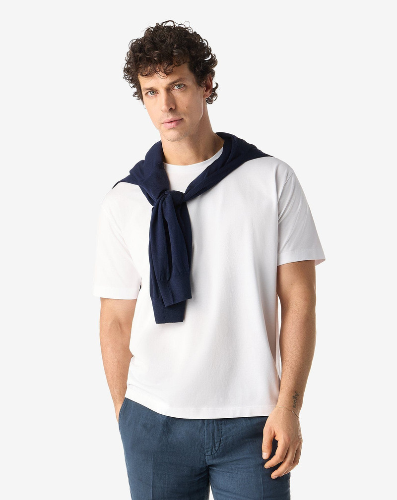 CORNELIANI White oversized cotton jersey t-shirt outlook