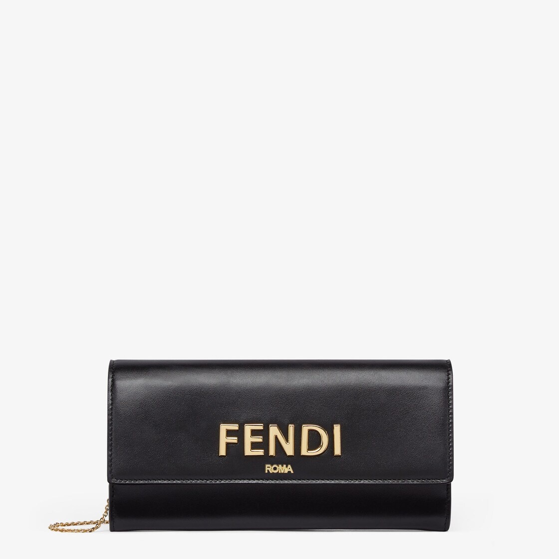 Fendi Roma continental wallet with short metal chain. The interior features two gusseted compartment - 1