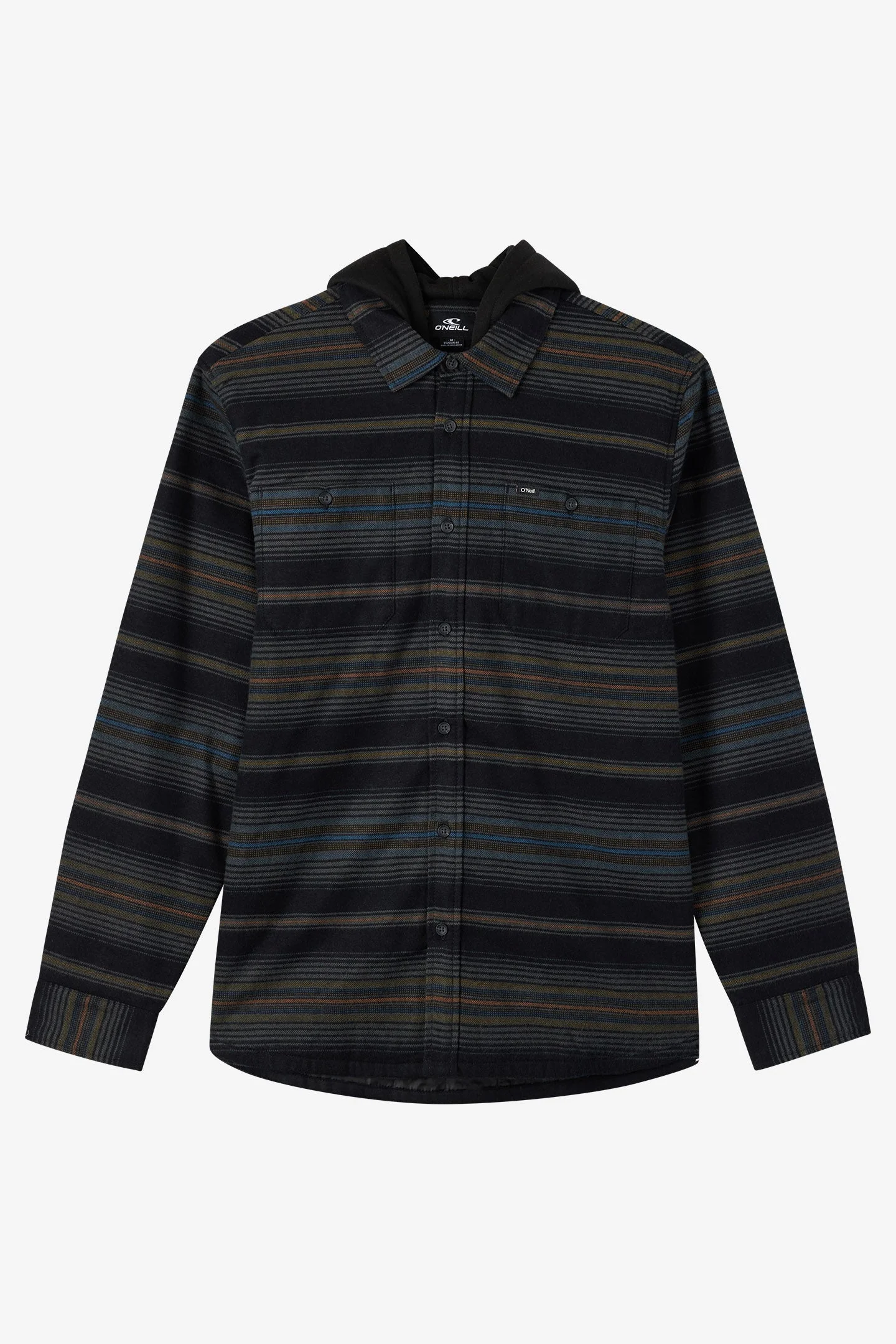 Hooded Lined Flannel Long Sleeve Shirt - 1