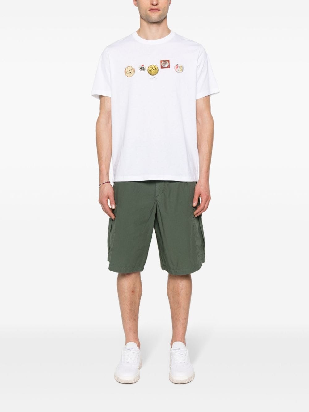 pleat-detail cotton cargo shorts - 2