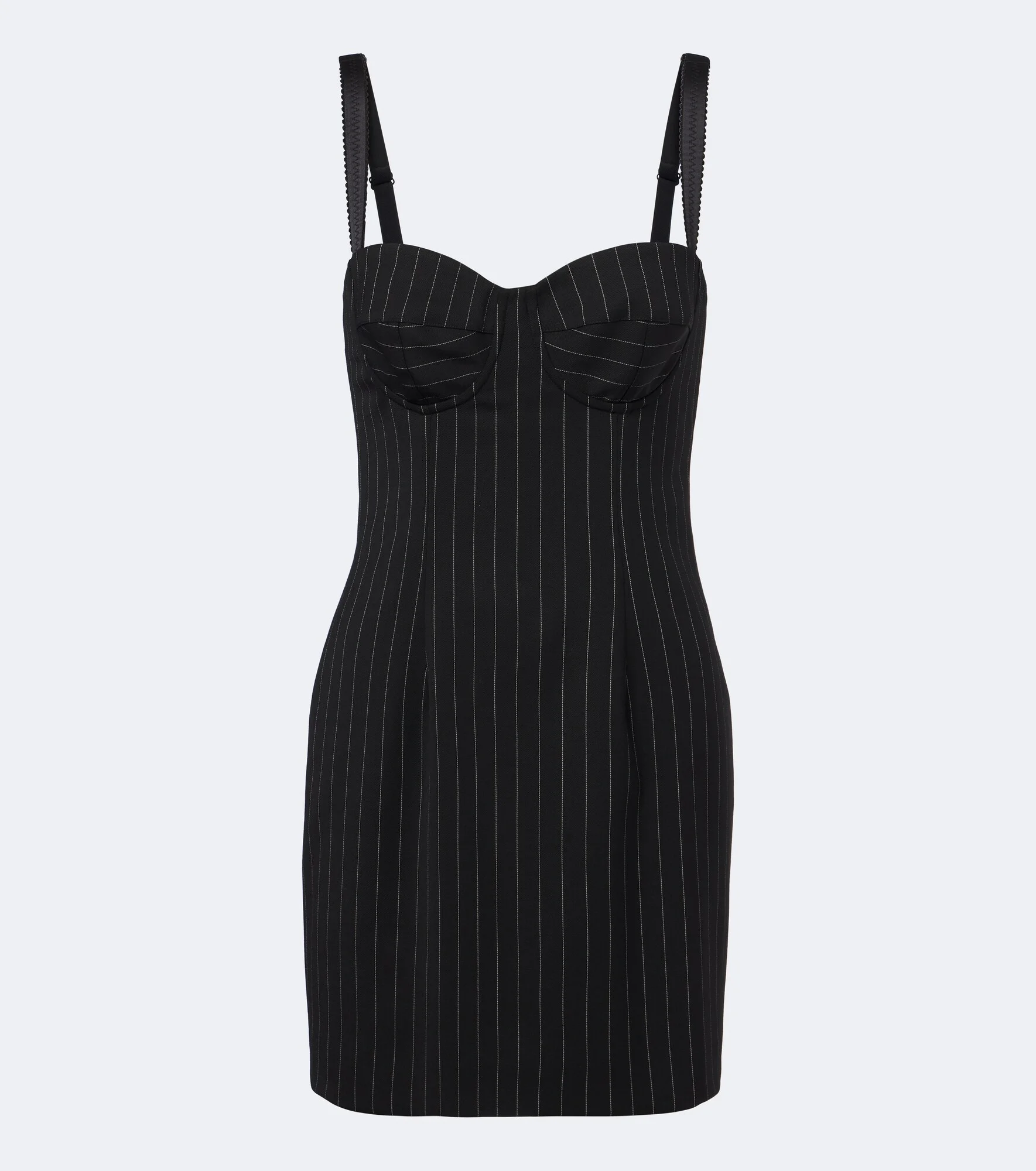 Pinstriped wool and silk-blend bustier dress - 1