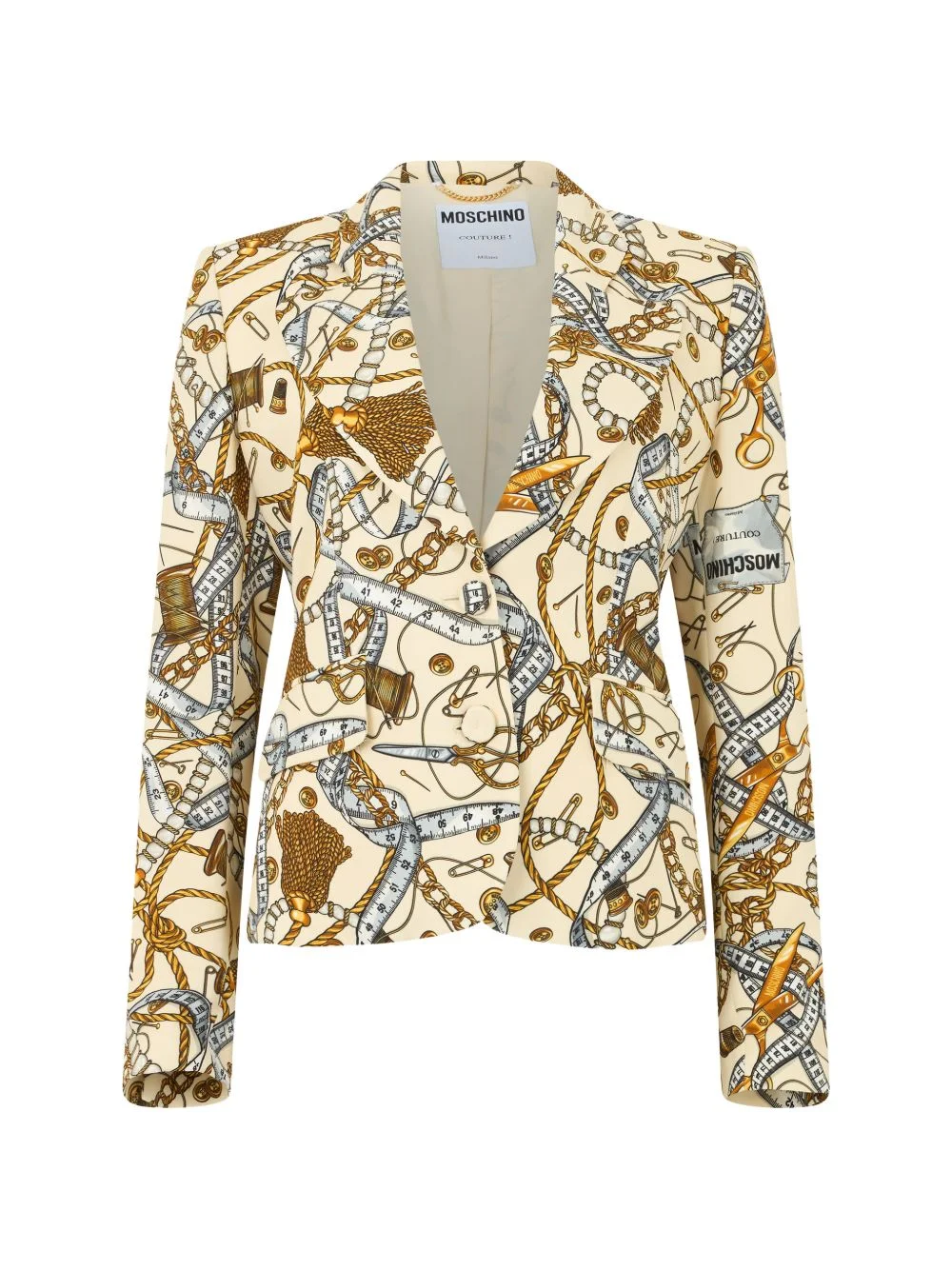 sewing-print slim-fit jacket - 1