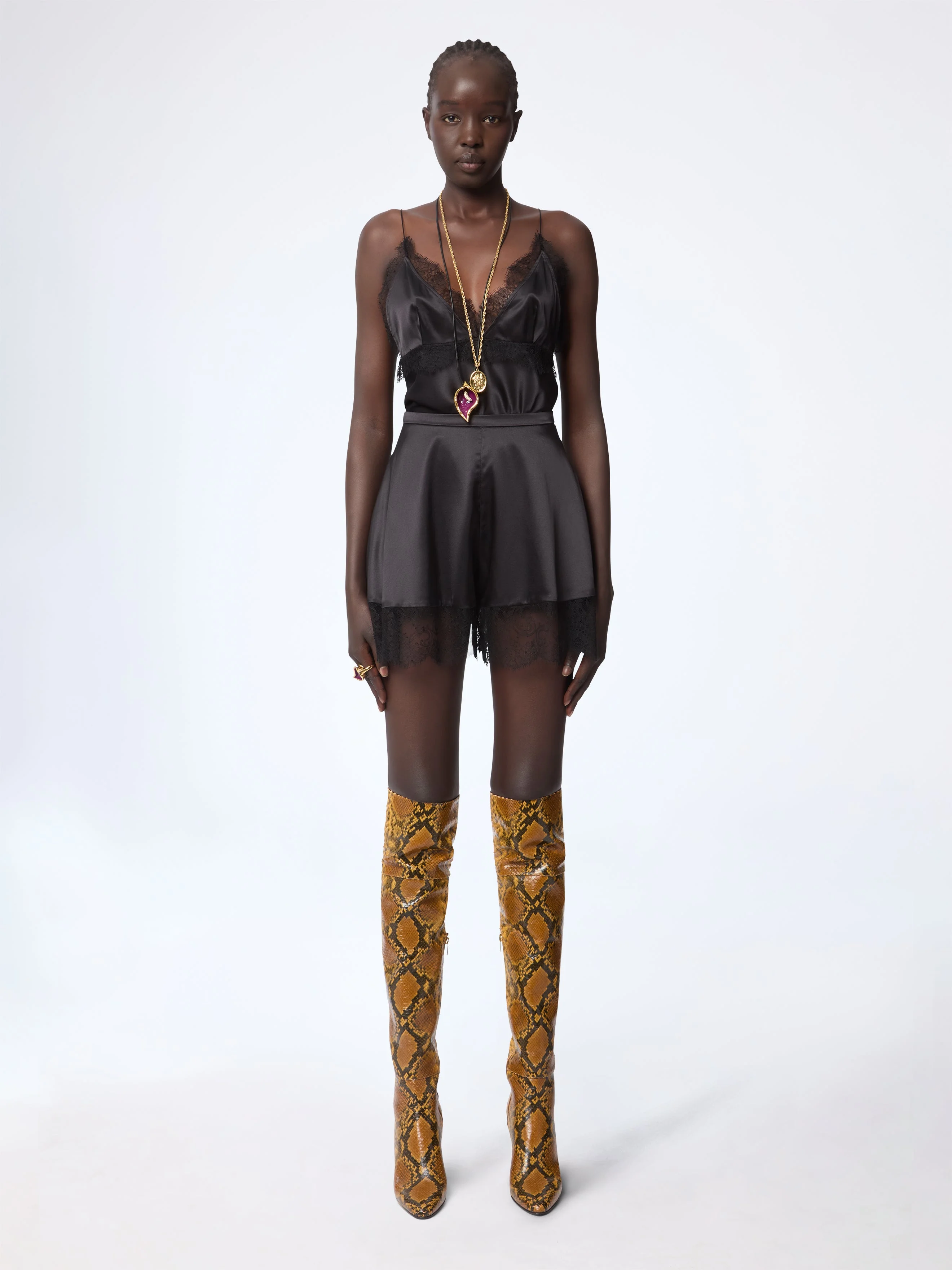 Black Mini Silk Satin Short - 1