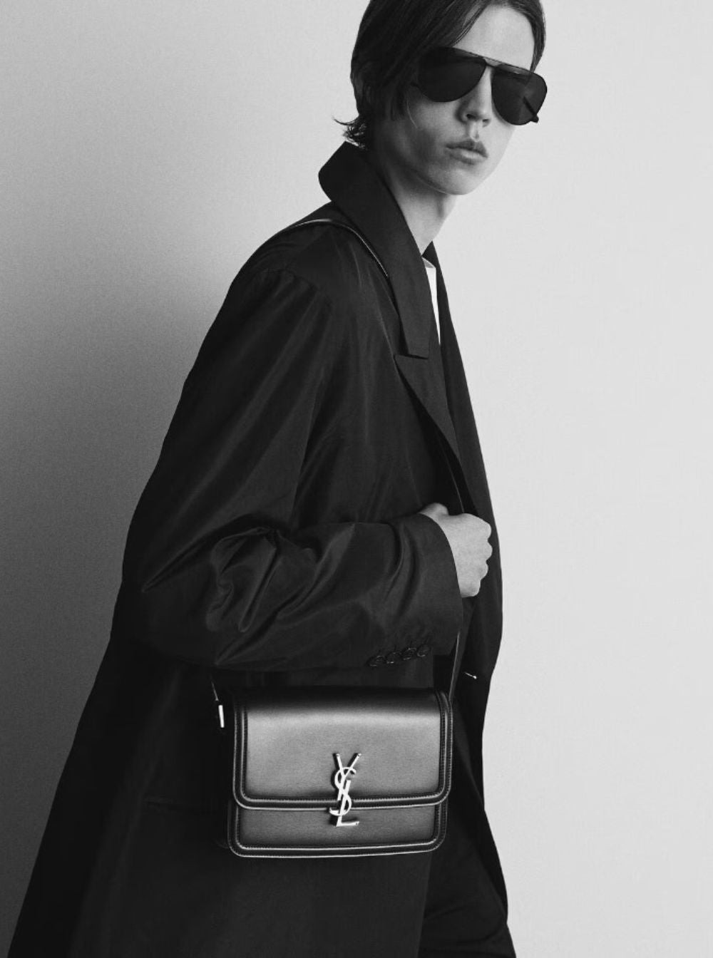 Saint Laurent Men Black Messenger Bag With Cassandre Detail In Smooth Leather Man - 5