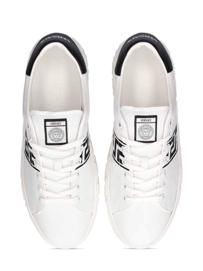 Faux leather logo sneakers - 5