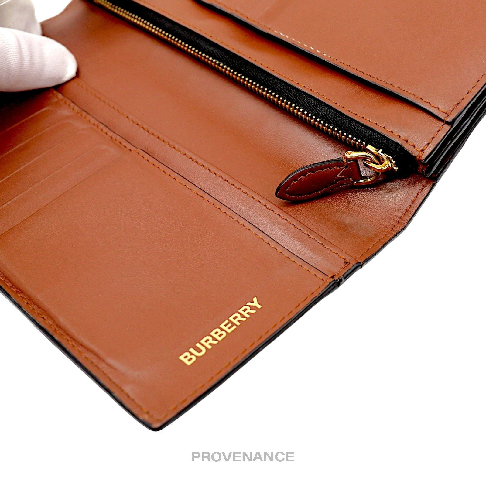 Burberry Long Wallet - TB Monogram E-Canvas Bridle Brown - 8