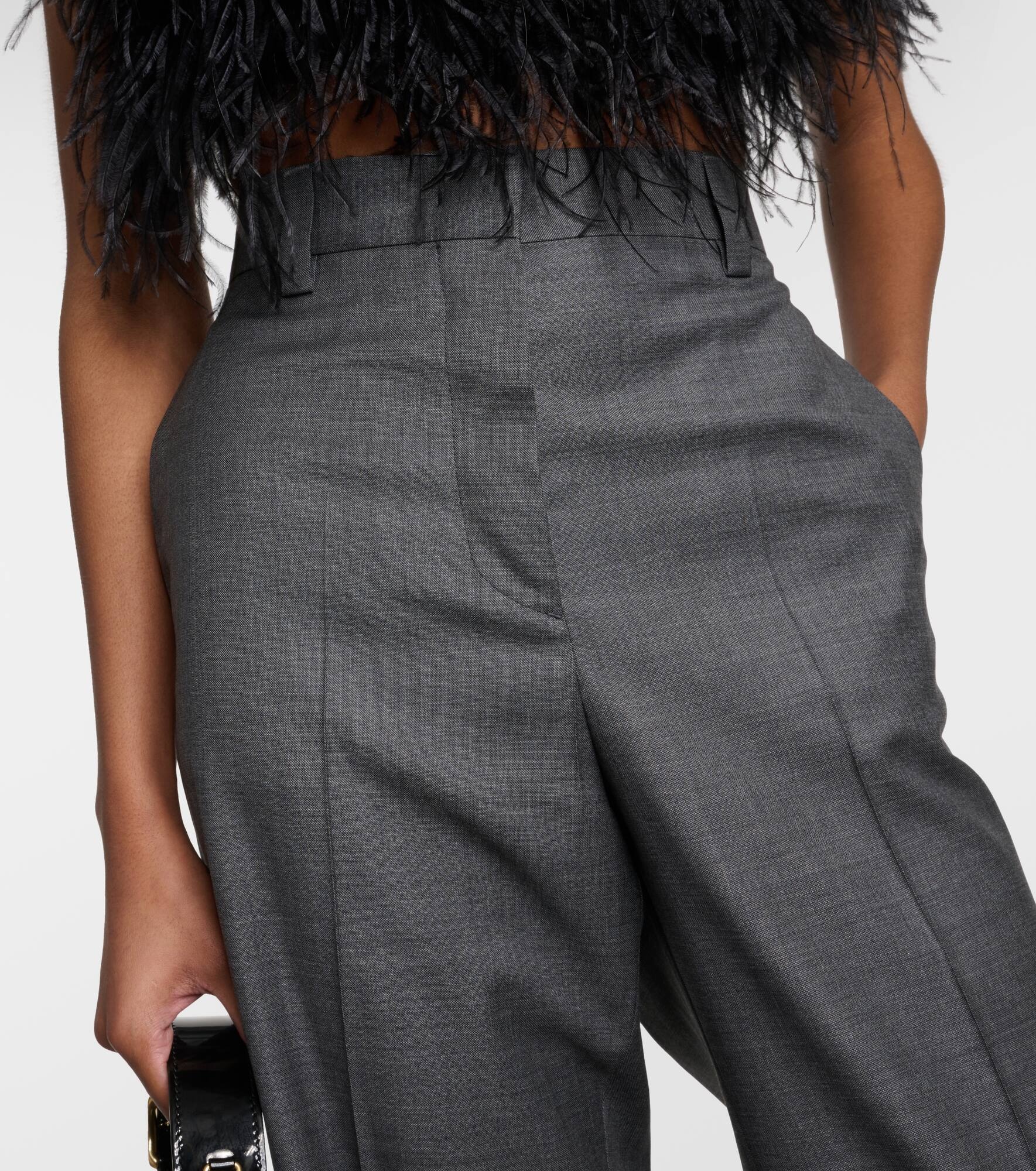 Low-rise wool straight pants - 4