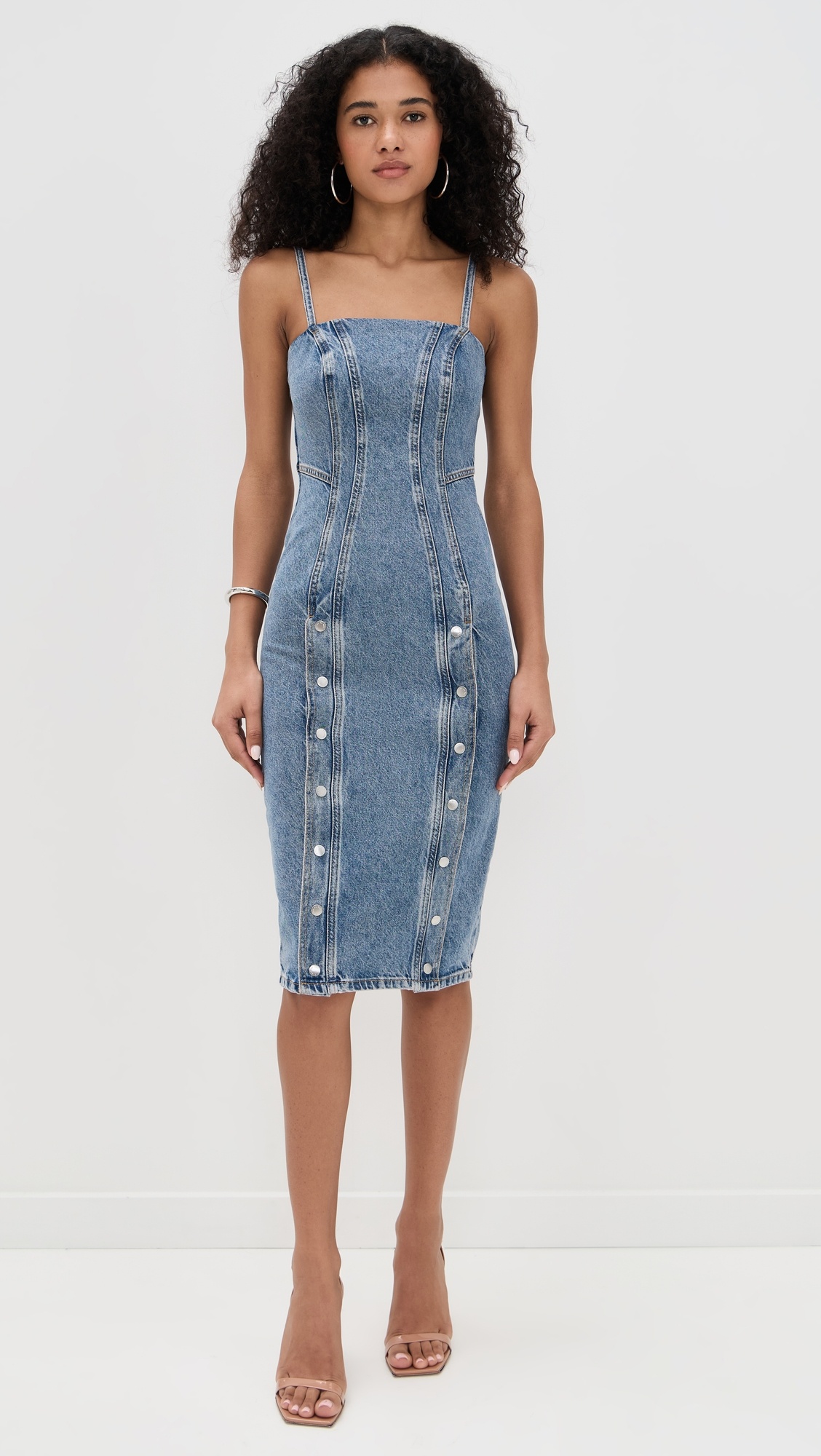 Colored Denim Snap Dress - 6