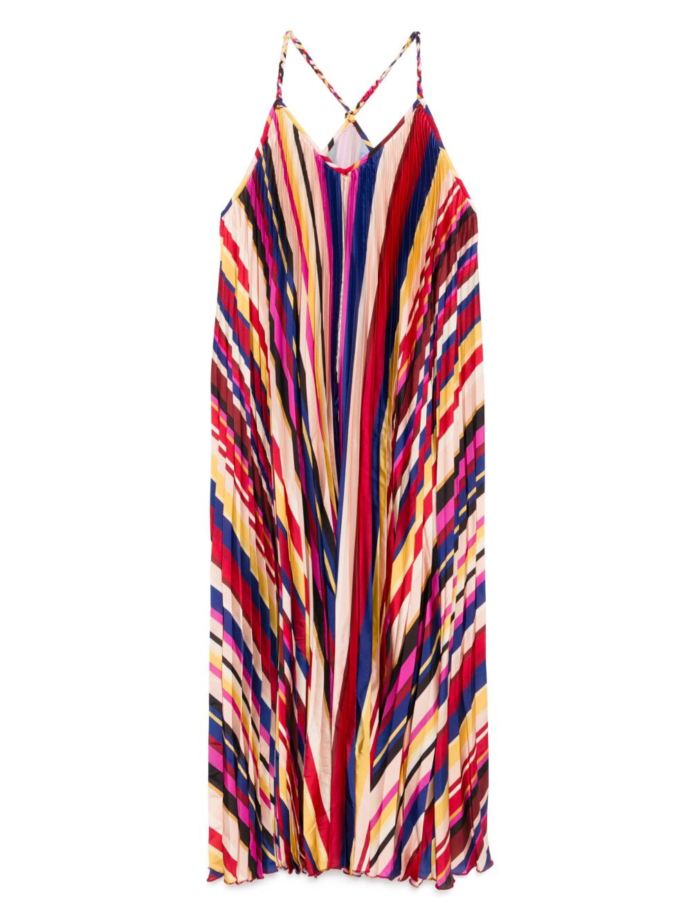 diagonal-stripes pleated midi dress - 1